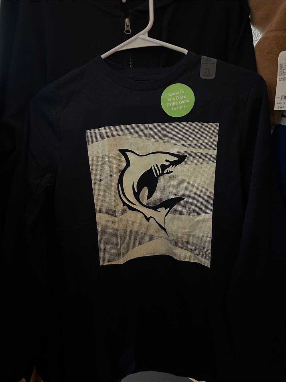 GAP Navy Long Sleeve Tee with Shark Graphic